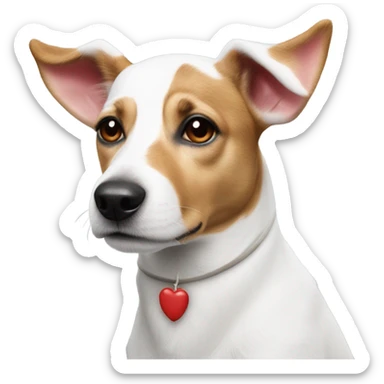 White dog white red spots jackrussel with rain deer ears headband sticker