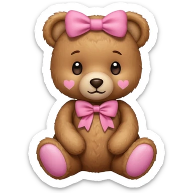 Cute teddy bear with a pink bow. sticker