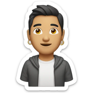 brown asian man with light beard with EarPods in ears and with golden chain on neck sticker