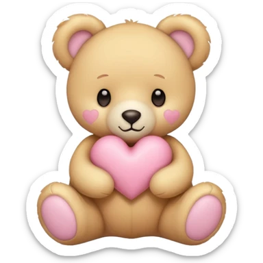 Teddy bear with a heart in soft pink, beige and yellow pastel colors sticker