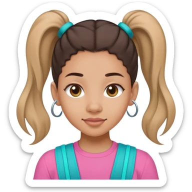 lightskin girl with ponytail wearing pink shirt and teal braces  sticker