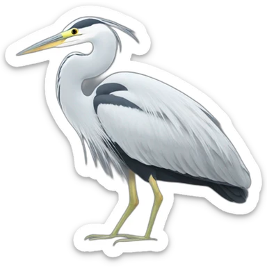 heron black and white sticker
