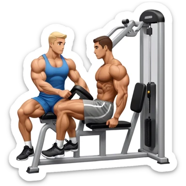 side-view bodybuilder seated weighted calf-raise machine sticker
