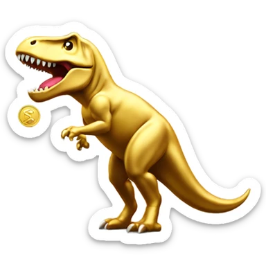 gold coin with trex  sticker