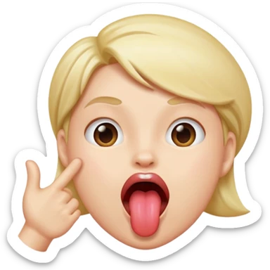 tongue out hand to the side opening sticker