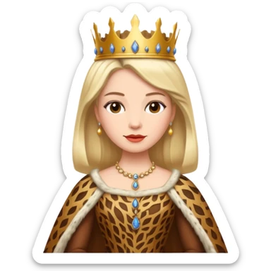 Queen wearing a bark-patterned dress sticker