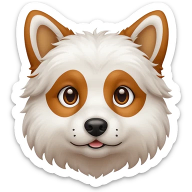 White dog with brown spots on eyes fluffy sticker