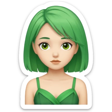 a girl of nature green hair and it shows green dress pretty sticker