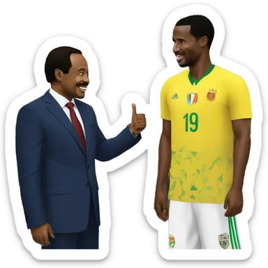 paul biya talking to samuel etoo sticker