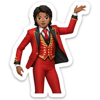 Maichel jackon bailando con un traje rojo y negro con pose en mano en los huevos sticker