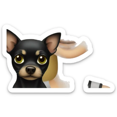 Green eyed Blonde girl with black chihuahua sticker