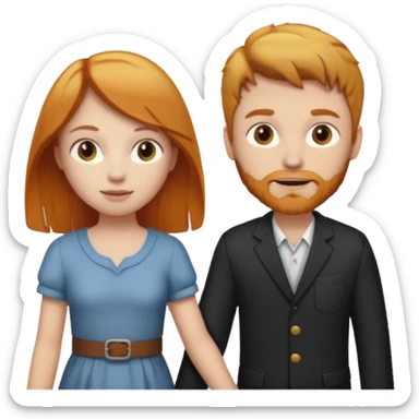 ginger girl and dirty blonde hair man holding hands sticker