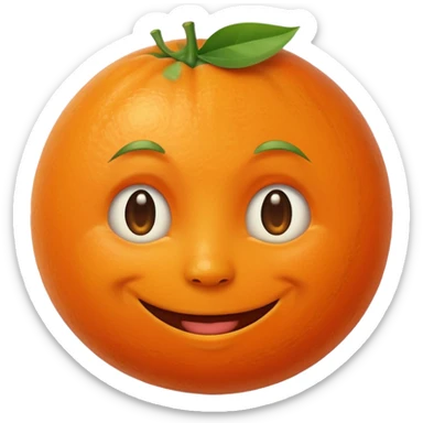 A tangerine 🍊 with face of full moon 🌝 sticker