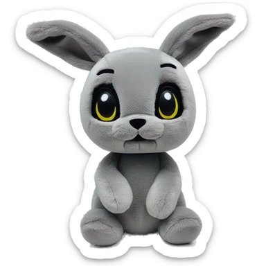 grey bunny jellycat with cute blank full black eyes no sclera of eyes sticker