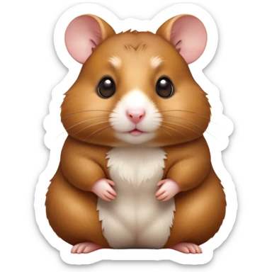 Cinematic Noble Brown Hamster Portrait Emoji, Poised and regal, with a tiny, compact build and a smooth, well-kept rich brown fur, deep-set soulful dark eyes, Simplified yet sharp and sophisticated features, highly detailed, glowing with a soft, dignified glow, high shine, intelligent and energetic, stylized with an air of miniature majesty, focused and attentive, soft glowing outline, capturing the essence of a watchful and confident rodent, so majestic it feels as though it could scurry out of the screen with effortless authority! sticker