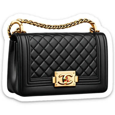 chanel le boy black bag gold hardware sticker