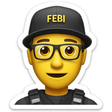 man with yellow "FBI" letters on his cap sticker