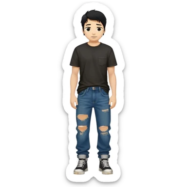 black baggy men Denim Jeans sticker