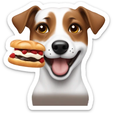 Jack Russell eating a pain au chocolate  sticker