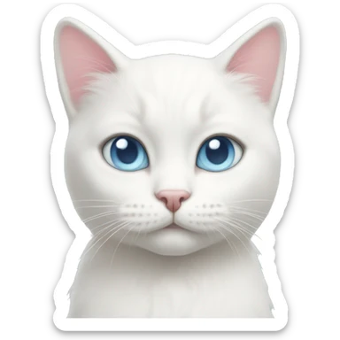 White cat light pink bow light blue eyes  sticker