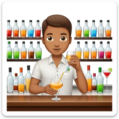bartender mixing drinks, club backgroudn with bottles sticker