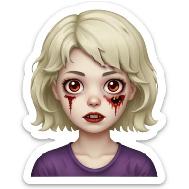 Uma menina zombie com um cabelo ondulado curto, com a franja pro lado sticker