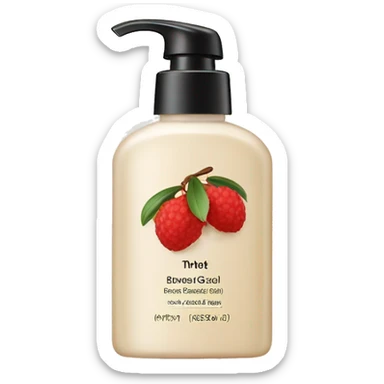 beige shower gel with a brand of litchi sticker