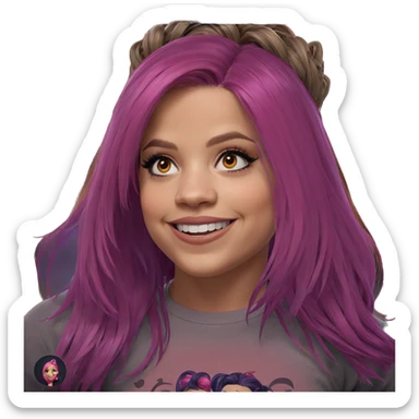 smiling girl with pink hair sticker