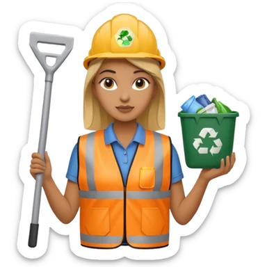 women, Waste Management, safety vest, trash picker sticker