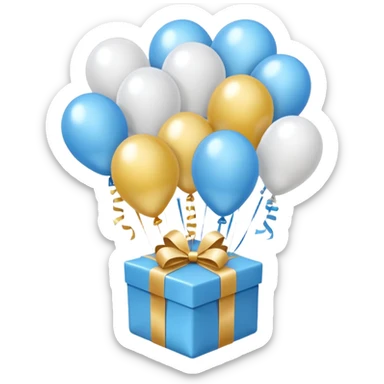 Please make light blue and white balloons too, make several and tie them to a gift, the gifts with the most balloons, make the light blue and white balloons sticker