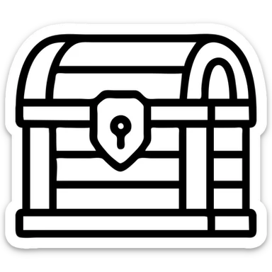 A red medieval treasure chest from an RPG game sticker