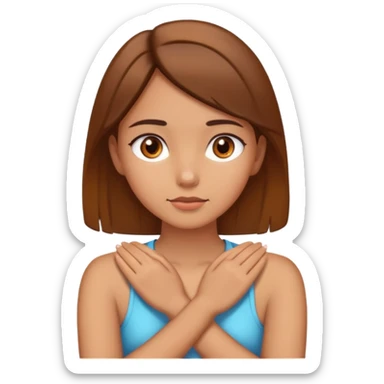 girl with hands crossdd around neck sticker