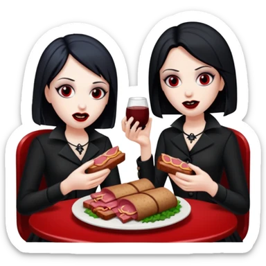 goth vampires eating a SPAM meat dinner sticker