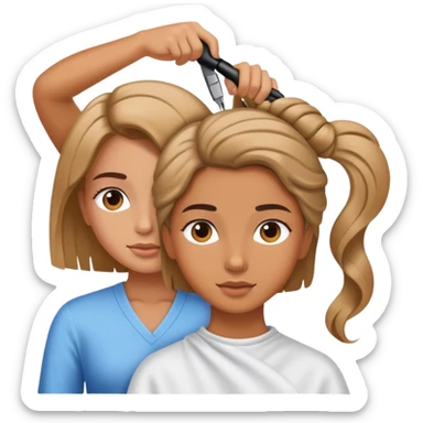 Girl getting her hair done  sticker