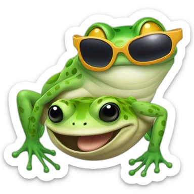 planet Venus with a cartoon smiling frog face with sunglasses sticker
