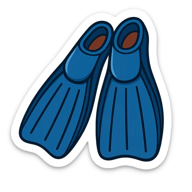 Make the diving flippers blue, keep the original style, no background. sticker