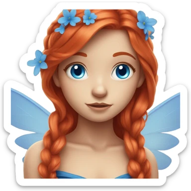 Red head girl with blue eyes long hair fairy core sticker