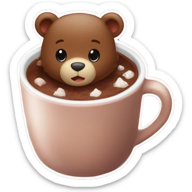 Baby bear inside of a cup of hot cocoa. Burgundy colored cup.  sticker