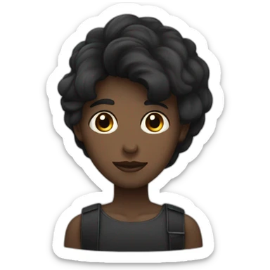 Hombre sin cabello con perilla junto a mujer cabello corto negro peinado de lado sticker