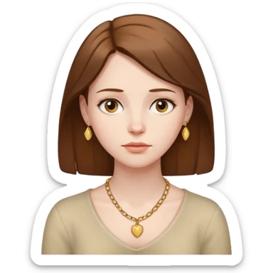 The brown-haired woman had a perpetually thoughtful expression. sticker