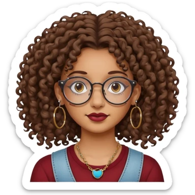 curly glasses earring face tattooed girl sticker