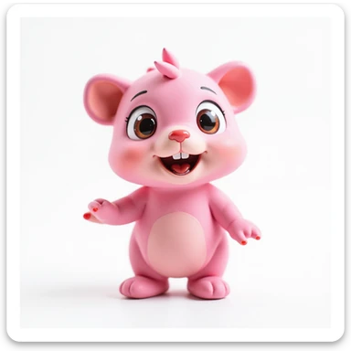 photorealistic pink animal on white background sticker