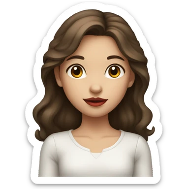 Young girl with brown hair, brown eyes and red lips sticker