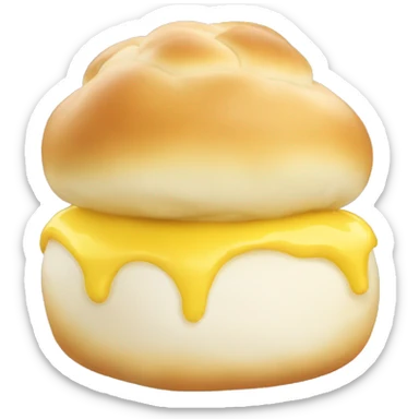 White soft bun filled with yellow custard sticker