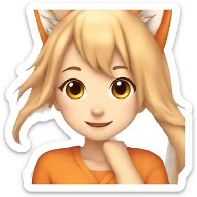 Anime fox girl shy giggling sticker