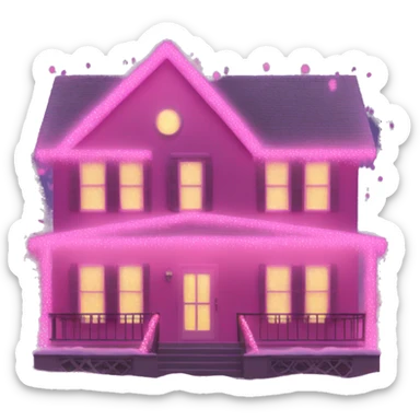 Pink Christmas lights on house sticker