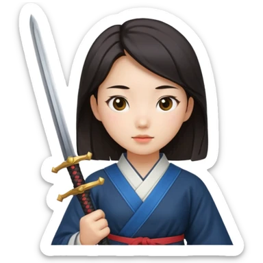 girl with sword and she is korean sticker