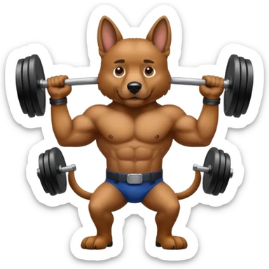 police dog flexing with weights sticker