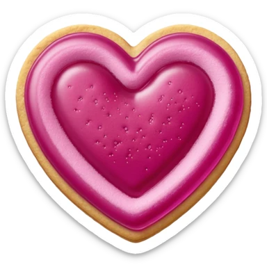 Realistic shortbread cookie in the shape of a heart with Fuchsia color jelly middle filling and sprinkled powder sugar on top. sticker