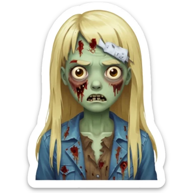 Zoombie de cabelo loiro longo de franja quadrada  sticker